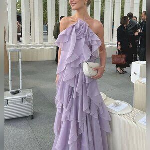 AJE. Pandorea appliquéd ruffled organza gown